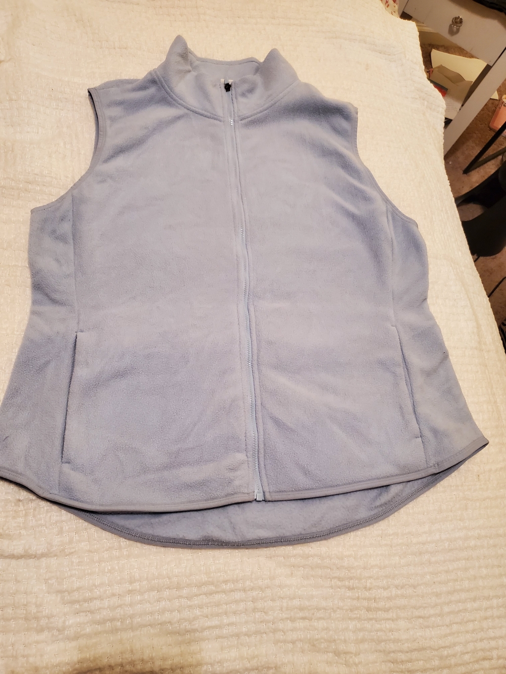 Light Blue Women's Fleece Zip Front Vest
